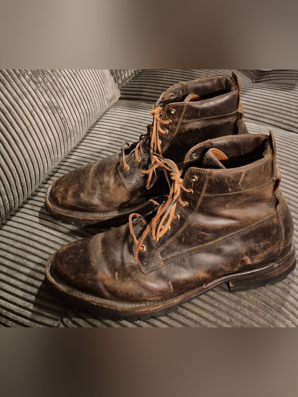 Frye Men's Brown Leather Lace Up Boots Size 14